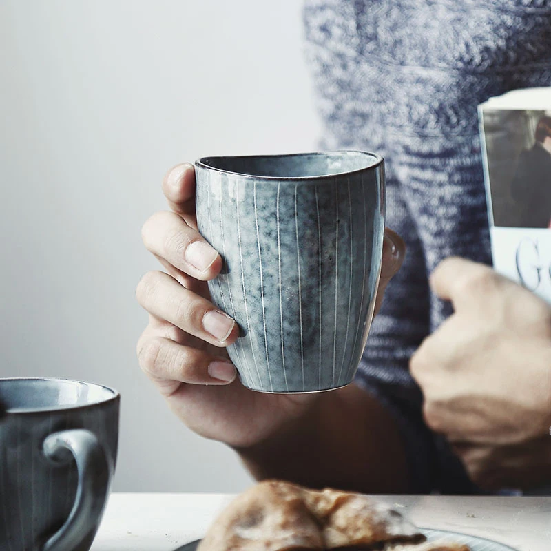 Taza de cerámica de estilo japonés, taza de café y agua, vajilla