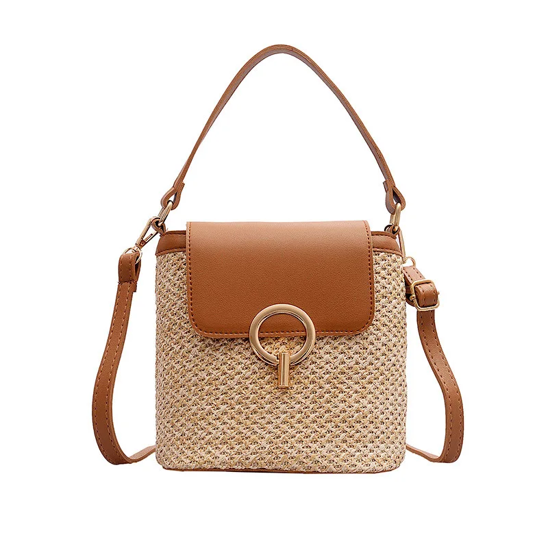 

Small Beach HandBags Women Woven Rattan Bag Round Straw Shoulder Bag Women Summer Hollow Handmade Messenger Crossbody Bags
