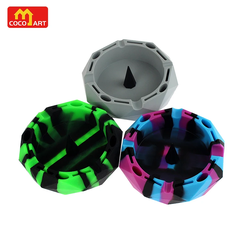 1 Silicone Geometric Ashtray  Unbreakable Multipurpose Portable Storage Tray - w/Glass Friendly Tapping Center 5
