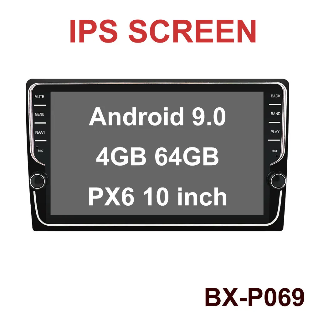 Bosion 1 Din 10 ''PX6 Универсальный Android 9,0 4 Гб+ 64 Гб ips автомобильный Радио Стерео gps навигация WiFi 1024*600 сенсорный экран камера - Цвет: BX-P069 10 inch