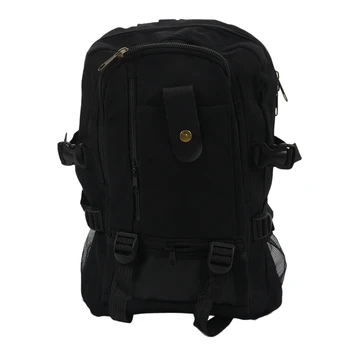 

Men's Military Vintage Canvas Rucksack Backpack Hiking Camping Bag Black