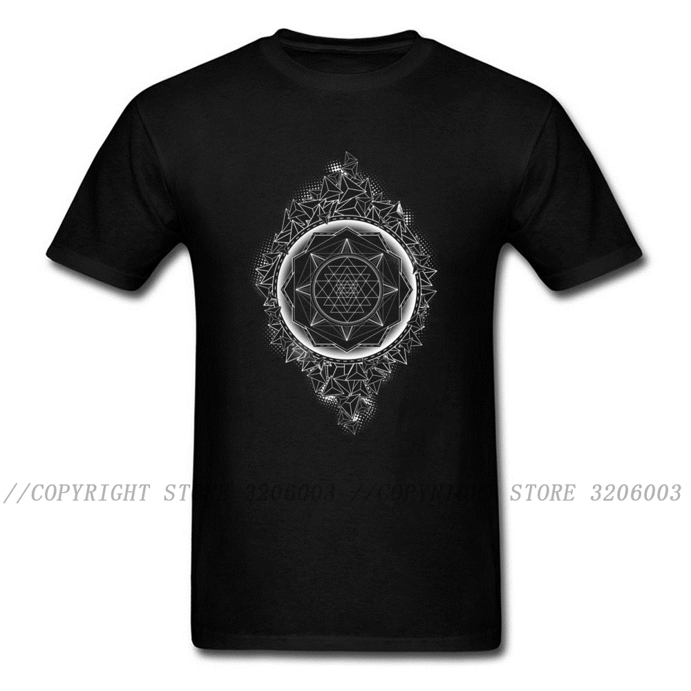 2018 Sacred Geometry Sri Yantra Halftone уникальная Дизайнерская мужская футболка черно белая с