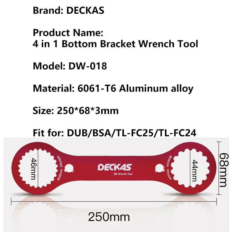 DECKAS 바텀 브래킷 렌치 도구, 자전거 BB 수리 렌치, SRAM DUB BSA, FC-25, FC-24 DUB-BSA 도구, 자전거 수리 도구, 4 in 1