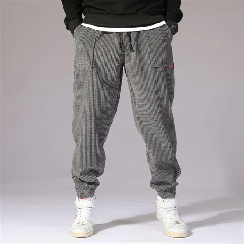 Autumn Winter Men Harem Pants Hip Hop Outdoor Male Baggy Jogging Corduroy Pants New Fashion Streetwear Thick Men's Trousers men harem pants