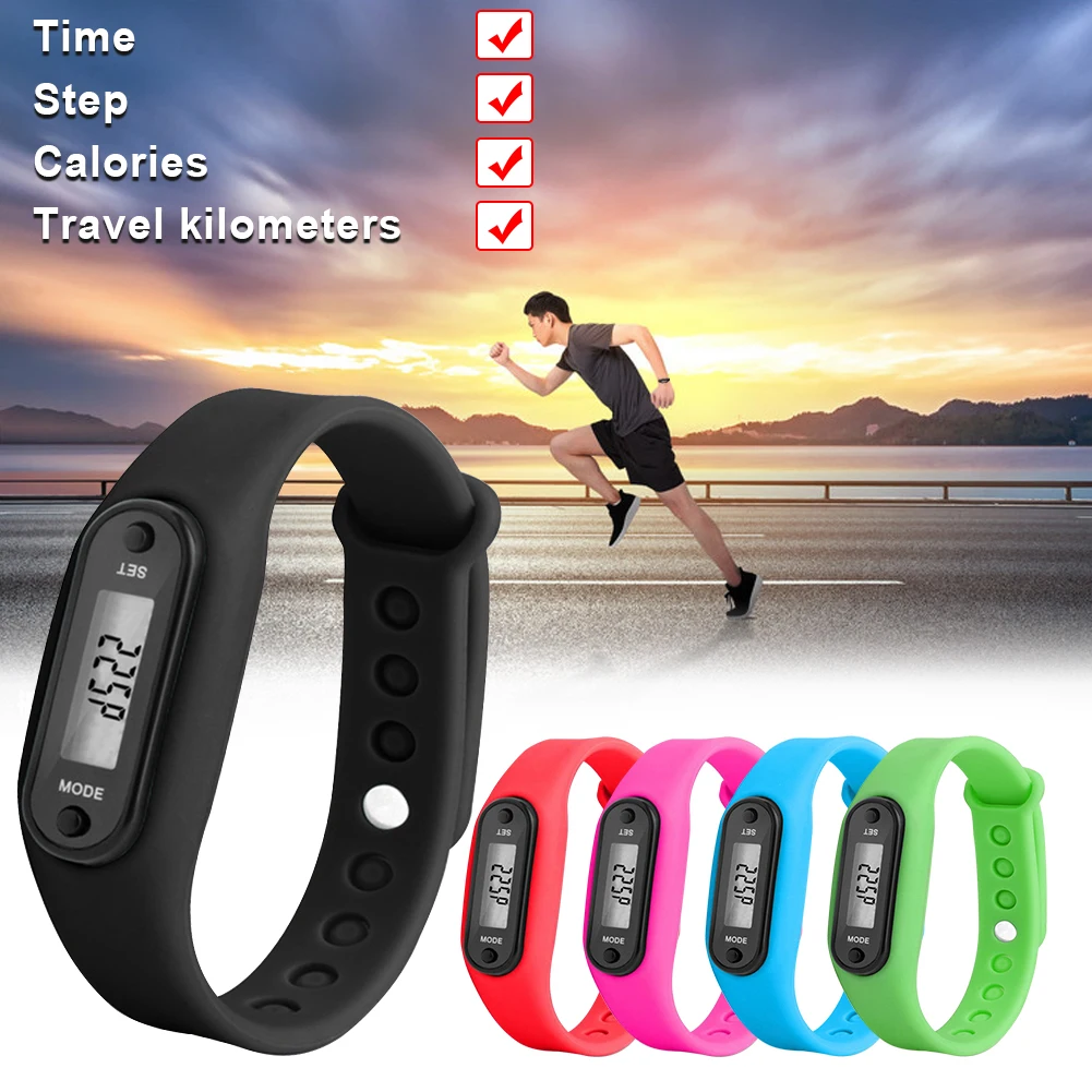 2020 Sport Smart Wrist Watch Bracelet Display Fitness Gauge Step Tracker Digital LCD Pedometer Run Step Walking Calorie Counter