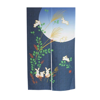 

Drape Tapestry Rabbit Printing Restaurants Kitchen Door Curtain Compound Area Home Decor Protective Japanese Style Privacy