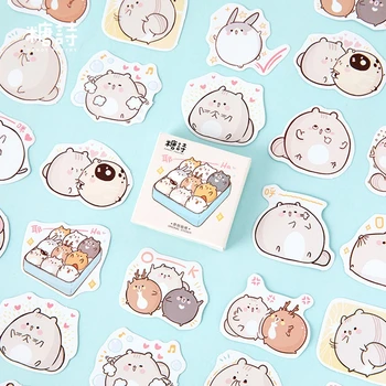 

45PCS/Box Stickers Fat Mouse Creative Cute Cartoon Animal Sticker Flakes Scrapbooking Gift Girl School Supplies