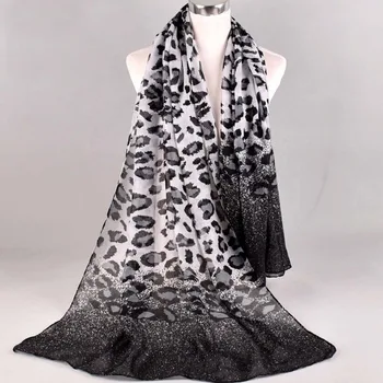 

2020 NEW FAL/WIN leopard print Voile scarf silk square hijab cool shawl ladies foulard femme headband hair bufanda mujer shawl