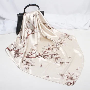 

2020 New bandana Imitated Silk Fabric Silk Scarves Printed 90 Kerchief Spring Elegant Top Grade Decoration Scarf