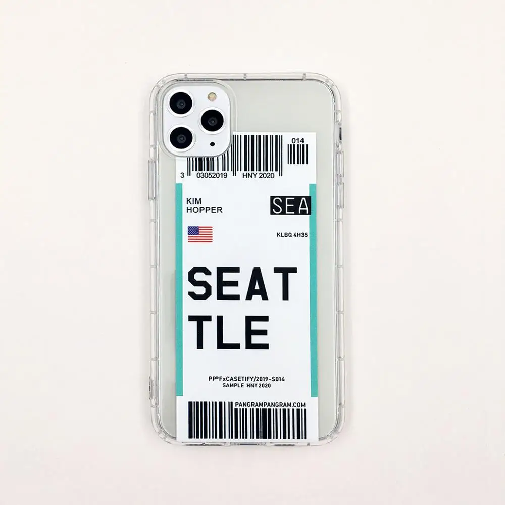 Противоударный чехол для iPhone 11 Pro XS MAX 7 8 6 6s Plus XR X, чехол с изображением логотипа города, значок авиа самолета, билетная этикетка, штрих-код, силиконовый чехол - Цвет: Style 21