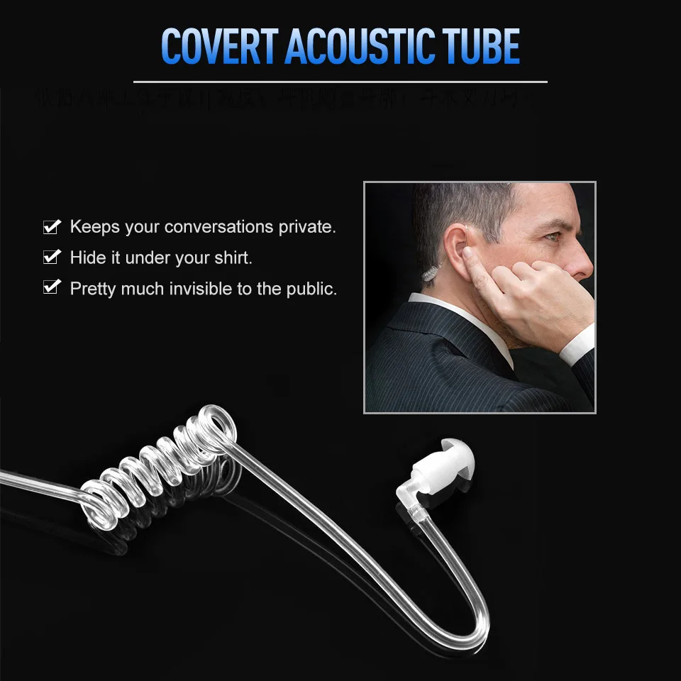 Retevis 10pcs 2Pin Walkie Talkie Earphones Acoustic Tube Headset With PTT MIC For Kenwood Puxing Retevis Baofeng UV5R UV82 UV9R