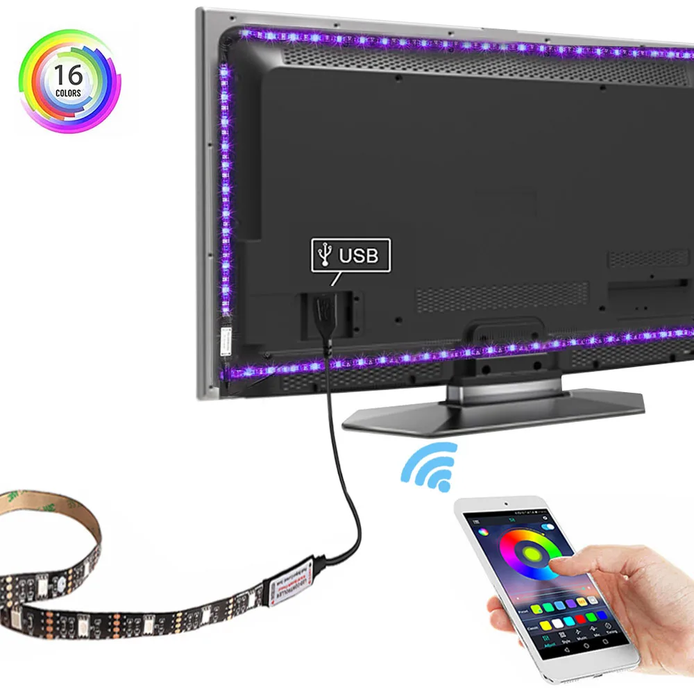 

5V USB LED Strip Light 5M 1M 2M 3M 4M 5050 RGB TV Backlight Tape LED lamp for TV background White lighting For Kitchen Cabinet