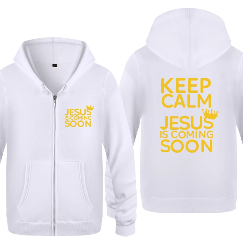 BAY HUAT Keep Calm Jesus скоро Новинка креативные толстовки мужские мужские флисовые кардиганы на молнии толстовки с капюшоном - Цвет: BAY HUAT