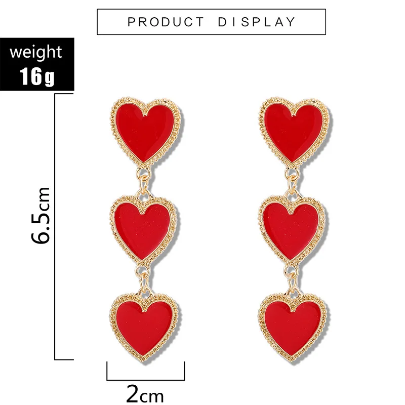 Long Earrings Dangle Earrings Drop Earrings Bohemian Enamel Circle Love Heart For Women Party Exaggerated Big Red