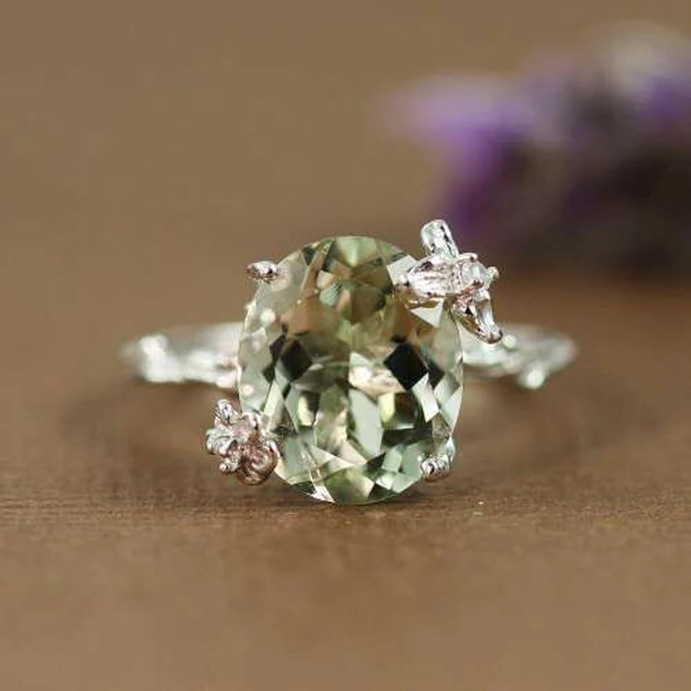 

925 Sterling Silver Engagement Ring Crystal Zircon Transparent Gemstone Ring Party Wedding Highlights Is A Charming Female Gift