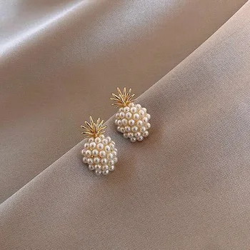 

Simple Pearl Pineapple Fruit Earrings Imitation Pearl Lovely Classic Geometric Stud Earring For Women Fashion Jewelry Brincos