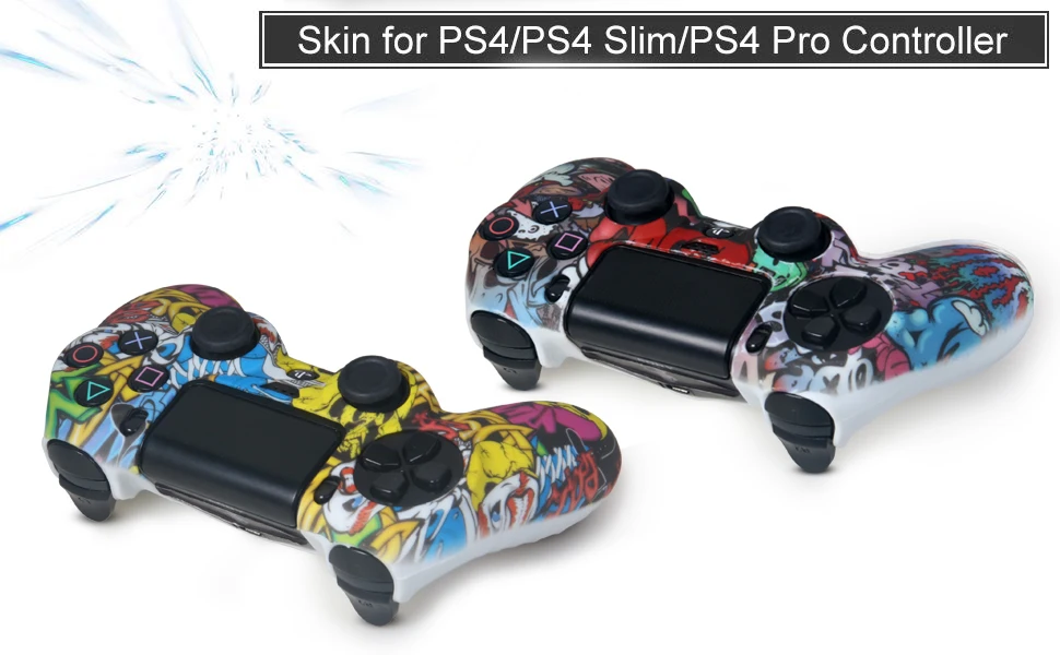 ZOMTOP для sony Dualshock 4 PS4 DS4 Slim Pro контроллер силиконовый камуфляжный чехол защитная кожа+ ручка для большого пальца колпачки для Play Station 4