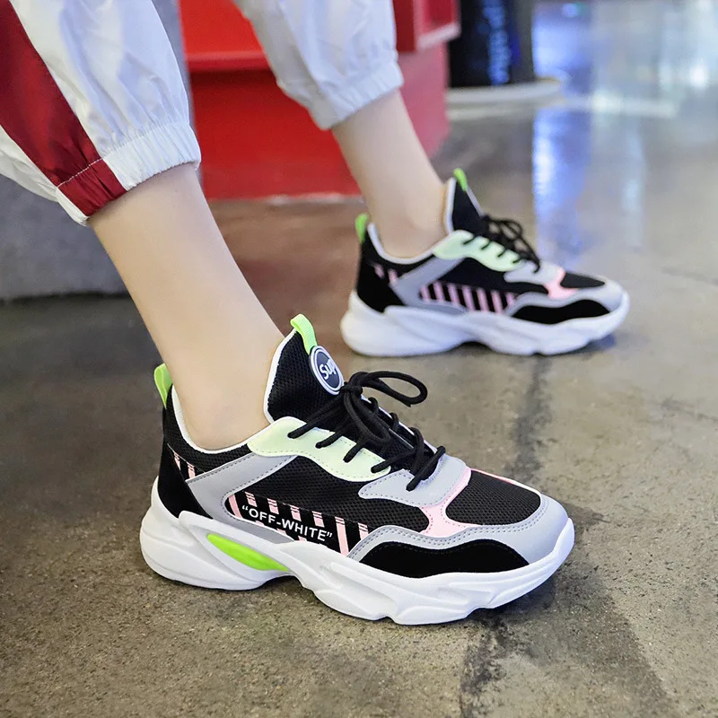 

Spring And Autumn New Style WOMEN'S Shoes Punched Sheet Surface Casual Sports Running Shoes Network Hot Selling Thick Bottomed D