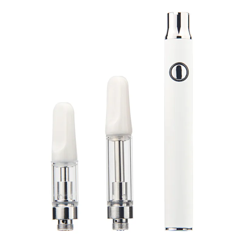 Белый CBD, перо для электронной сигареты, комплект, электронная сигарета, 350 мАч, подогрев, 510 нить, батарея, керамическая катушка, мод КБР масло Rta картридж с испарителем vapes kit - Цвет: Белый