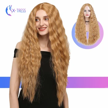 

Synthetic Honey Blonde Wig 29inch Long Super Curly Wigs For Women 6 Color Available Heat Resistant Fiber Cosplay X-TRESS Wig