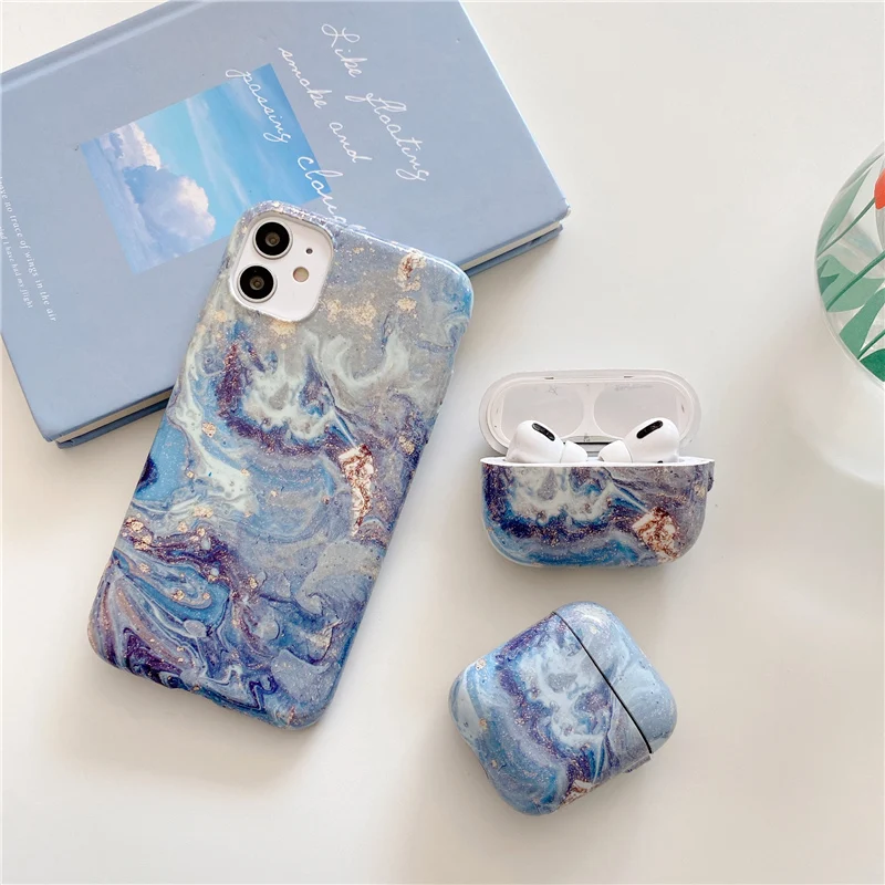 Carnelian marble Case For iphone 12 12Pro Max 11 11Pro X XR XS 7 8 Plus for Apple airpods 1 2 Pro Earphone case silicone cover