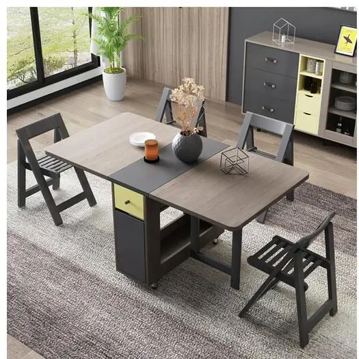 Multifunctional folding dining table and chair combination modern simple small family dining table simple solid