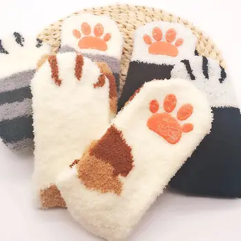 

Ladies Cat Claw Socks Non-slip Coral Velvet Thick Warm Socks Home Sleeping Floor CUTE WARM Socks new new
