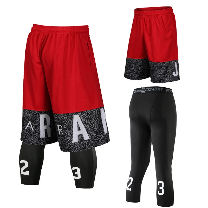 Professional Men Basketball Shorts Sets, Sport Gym Quick-Dry Throwback Tight Training Suit, Shorts Basketball Male Soccer Tights