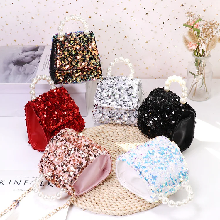 

Children's Bags Princess Fashion Bag Korean-style Cool Sequin Shoulder Bag Little Girl Trend Versatile Shoulder Bag Handbag