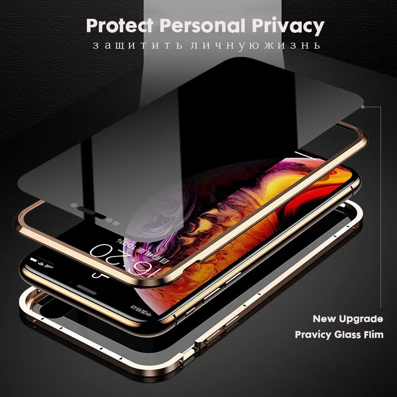 360 магнитный адсорбционный чехол для iPhone XS MAX XR X 7 8 6 6s Plus Передняя Задняя крышка из закаленного стекла полный защитный чехол на для айфон XS MAX X 8 Plus 7 6 6s плюс XR