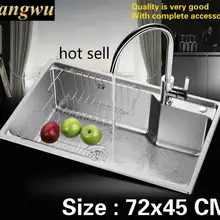Free shipping Household standard individuality big kitchen single trough sink food grade 304 stainless steel hot sell 72x45 CM