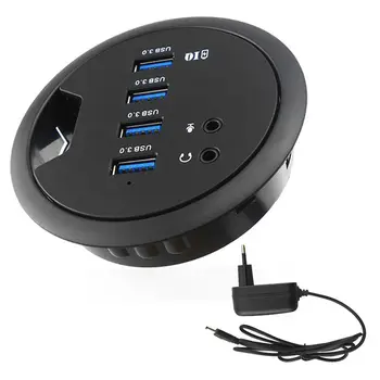 

New Mounting In-Desk 4 Ports USB 3.0 Hub High Speed External Expansion Adapter For Laptop PC Computer Tablet Charging Device