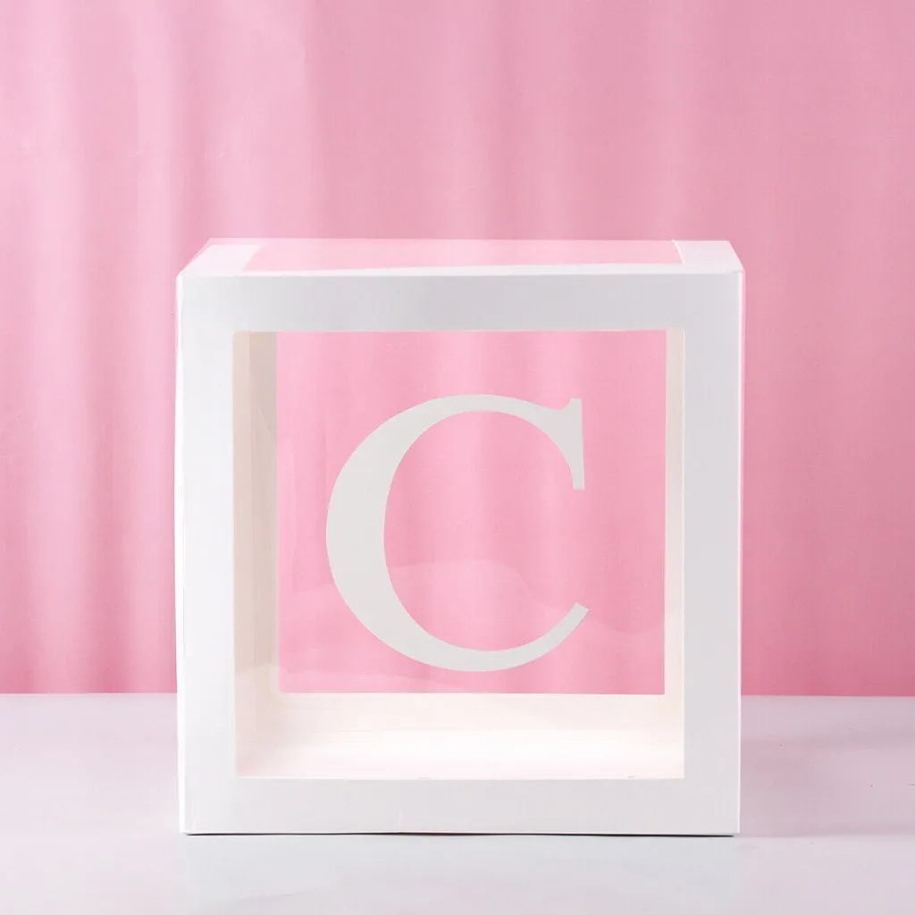 Letter A- Z Transparent Gift Boxes Kid Birthday Baby Shower Party Decoration