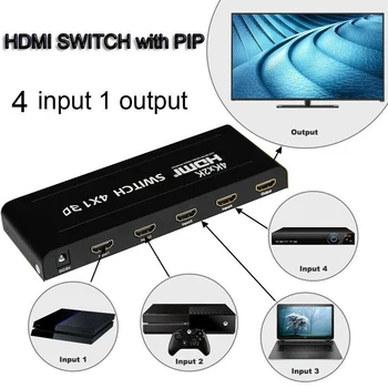 

4K HDMI Switch 4x1 3D HDMI 1.4 4Kx2K Switcher Video Converter with PIP Picture in Picture function for PS3 PS4 XBOX DVD PC to TV