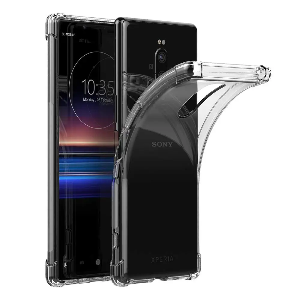 Чехол для Sony Xperia 1 сверхпрочный противоударный прозрачный мягкий чехол из ТПУ