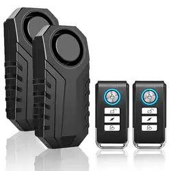 2×Bike Security Alarm WaterProof Battery Powered  Burglar Alarm Adjustable Sensitivity Motorbike/Bicycle Anti-theft With Remote