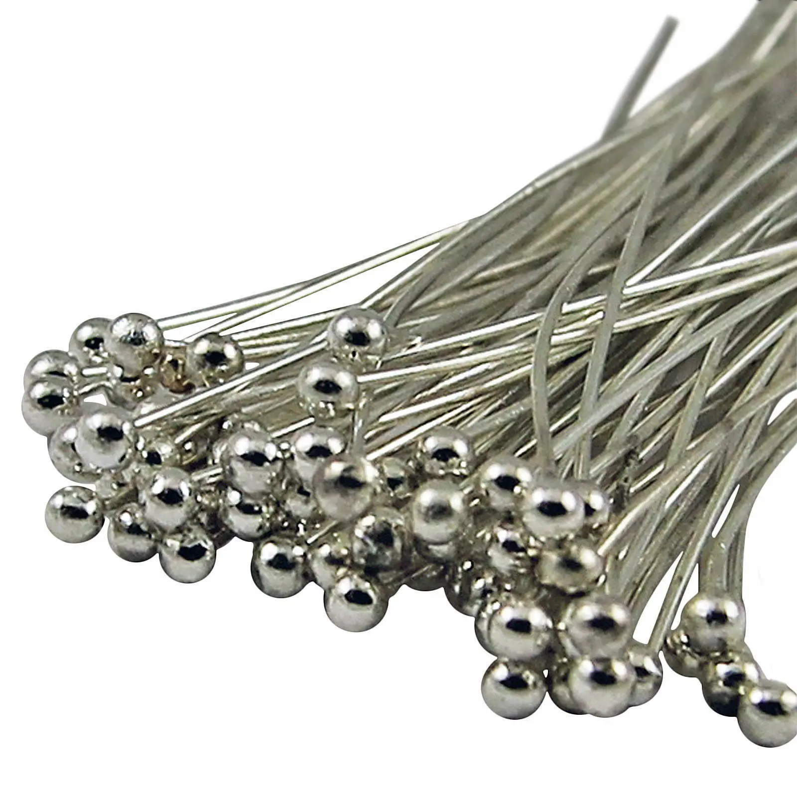 Ball Pins - Silver 100 шт Металлические шпильки, комплектующие для изготовления ювелирных изделий, калибр, много стилей, шпильки для очков, Шариковые шпильки для DIY браслетов из бисера - Цвет: Ball Pins - Silver