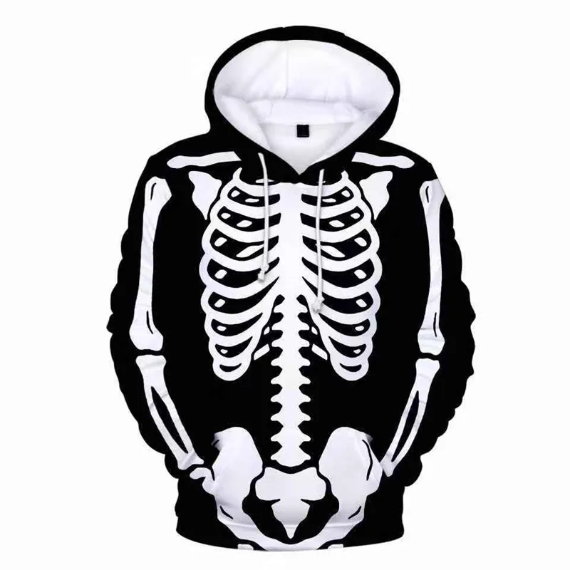

Hooded Pullover Men's Hoodie Hip Hop Top Sweatshirt Hoody 3D Printing Skeleton Halloween Harajuku Streetwear