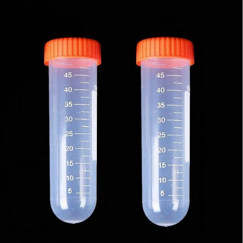 50Pcs/Lot 50ml Clear Plastic centrifuge tube PP Microcentrifuge Round-bottomed with screw cap Plastic Test Sample Vials