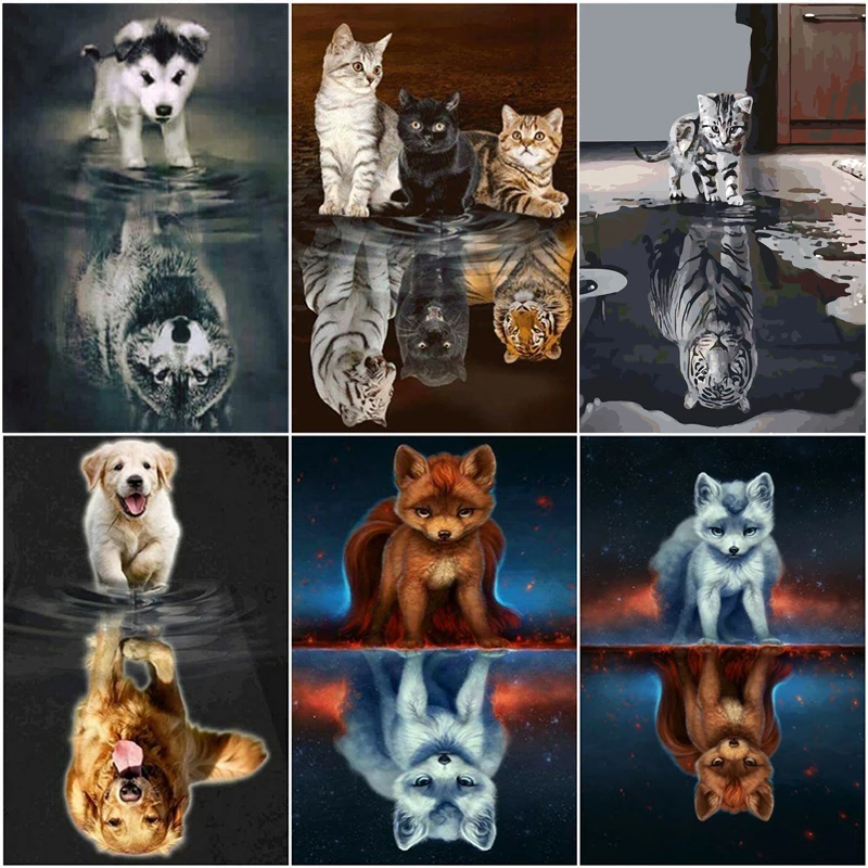 DIY картина по номерам кота Тигра без рамки 40x50 см комплект маслом Раскраска стены