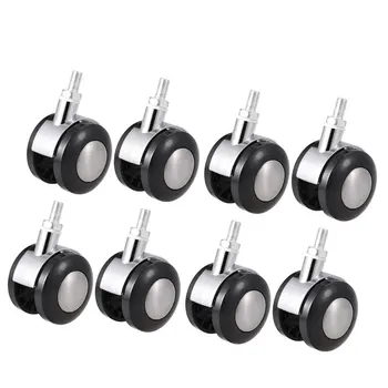 

uxcell Office Chair Casters Alloy Plastic 2 Inch Twin Wheel M8 x 15mm Threaded Stem Swivel Caster, 44lb Load Capacity, 8 Pcs