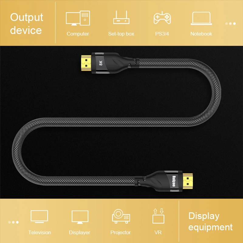 HDMI 2,1 кабель 4K 120HZ hdmi высокоскоростной 8K 60 HZ UHD HDR 48 Гбит/с кабель HDMI Ycbcr4: 4: 4 конвертер для PS4 HDTV проекторы