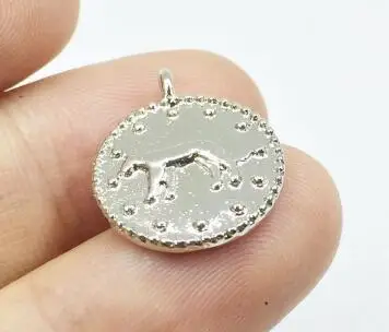 rhodium silver Eruifa 20 шт 15 мм Леопардовый принт Монета Золото/Посеребренная цинковая водвеска из сплава ювелирные изделия DIY ожерелье 2 цвета - Окраска металла: rhodium silver