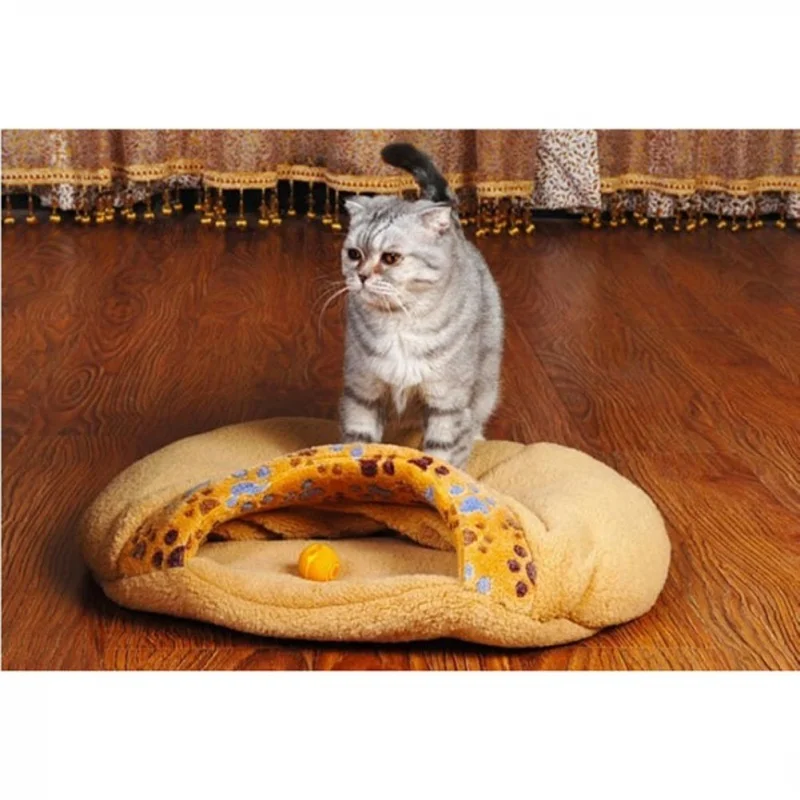 Зимний теплый спальный мешок для домашних животных, собак, кошек, кровати, полупокрытый спальный мешок, удобный милый плюшевый спальный мешок в форме гамбургера