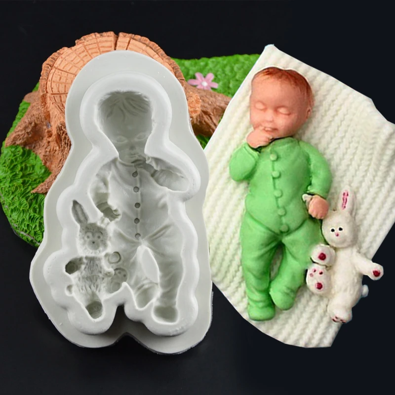 

3D Barbie Mold Doll Rabbit Boy Silicone Baking Moulds Cupcake Chocolate Fondant Cute Decorating Tools Cake Party Flexible