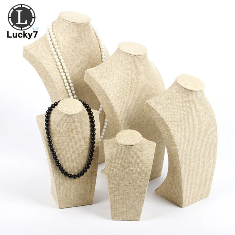  Flannel Portrait Necklace Display Stand Holder Jewellry Mannequin Bust For Necklace Pendant Window 