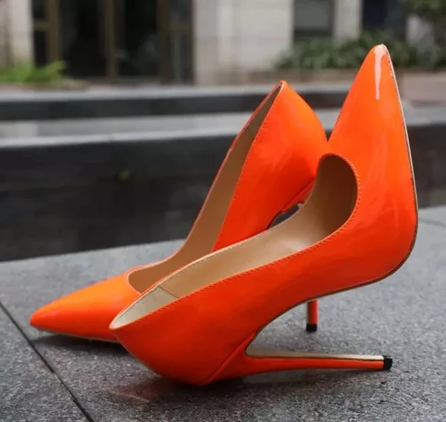 Orange Patent Heels - Strappy High Heels - Ankle Strap Heels - Lulus