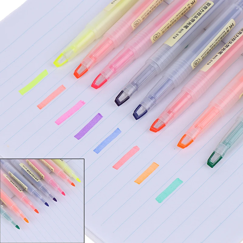 

1pc Students use double-head highlighter pen account diary decoration pastel color marker note pen School Office Supply