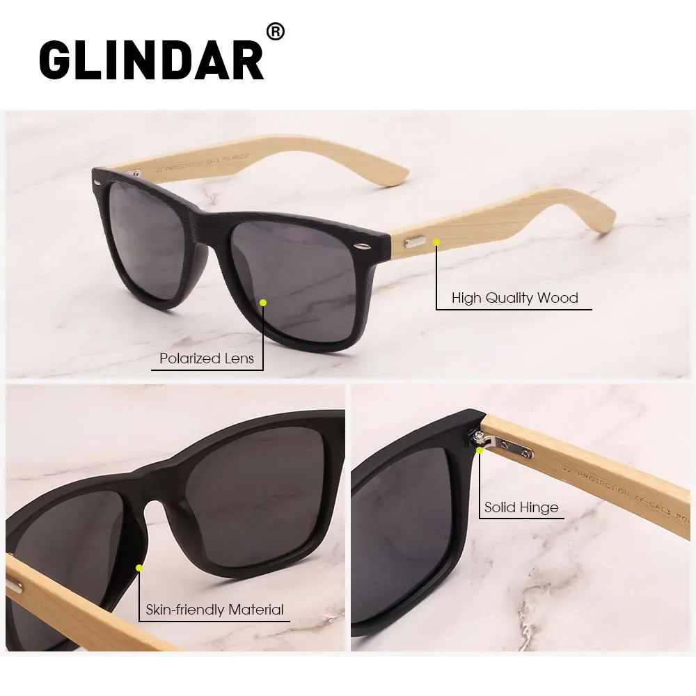 Koop Gestreepte Frame Retro Wood Gepolariseerde Zonnebril Brand Design Mannen Vrouwen Retro Zonnebril Rijden Lentes De Sol
