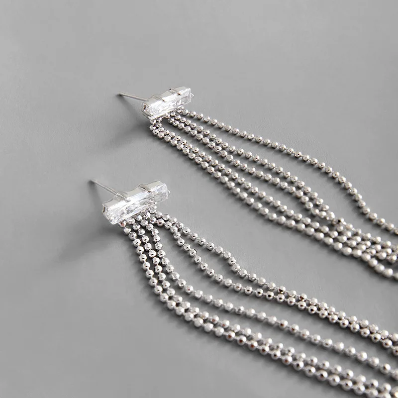 

EDS Silver 925 Jewelry 925 Sterling Silver Earrings Vintage Women Korean Fashion Tassle Long Drop Earrings Statement Earrings